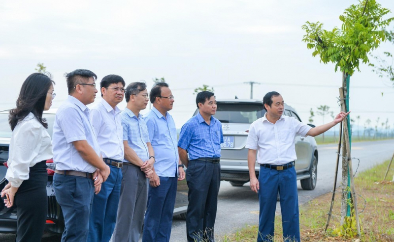 Đoàn giám sát HĐND tỉnh Nghệ An khảo sát các dự án đang thực hiện trên địa bàn huyện Đô Lương. Ảnh THÀNH CƯỜNG